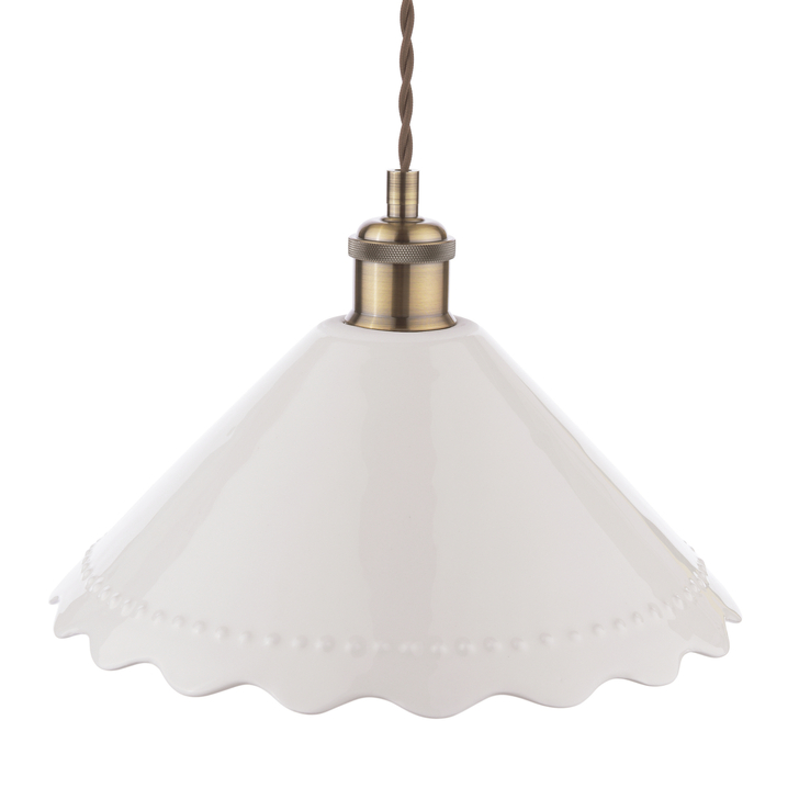 Laura Ashley Daws Pendant White Ceramic and Antique Brass