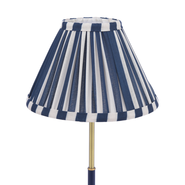 Laura Ashley Denwick Table Lamp Matt Antique Brass and Satin Blue With Shade