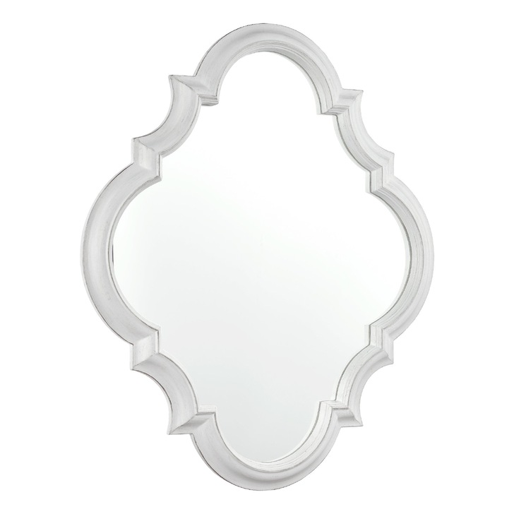 Laura Ashley Elisse Diamond Mirror With Distressed Ivory/Champagne Detail