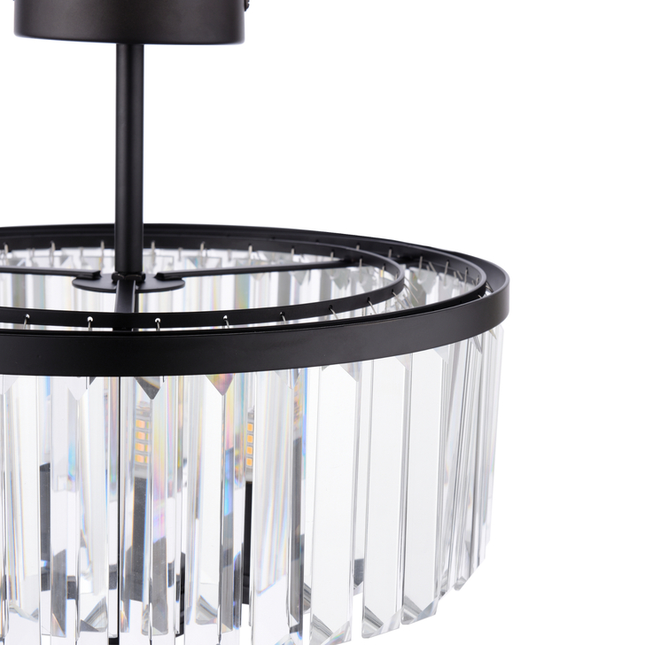 Laura Ashley Elkwood 3 Light Semi-Flush Crystal and Black