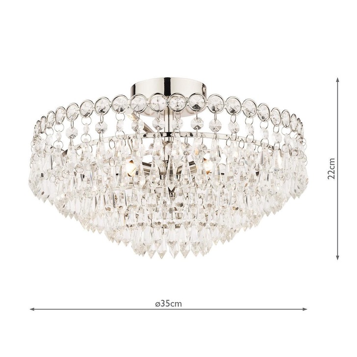 Laura Ashley Enid 5 Light Polished Nickel Semi Flush Crystal Ceiling Light