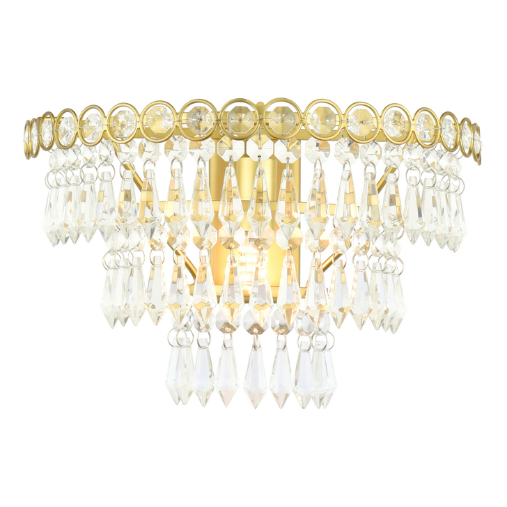 Laura Ashley Enid Grande Matt Antique Brass 1 Light Wall Light With Faceted Crystal Decoration