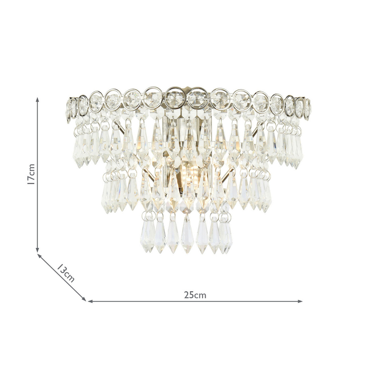 Laura Ashley Enid Polished Nickel And Faceted Glass Wall Light