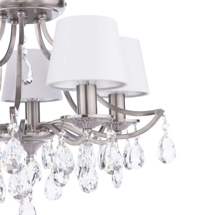 Laura Ashley Enstone 5 Light Semi-Flush Polished Nickel and Crystal With Shade