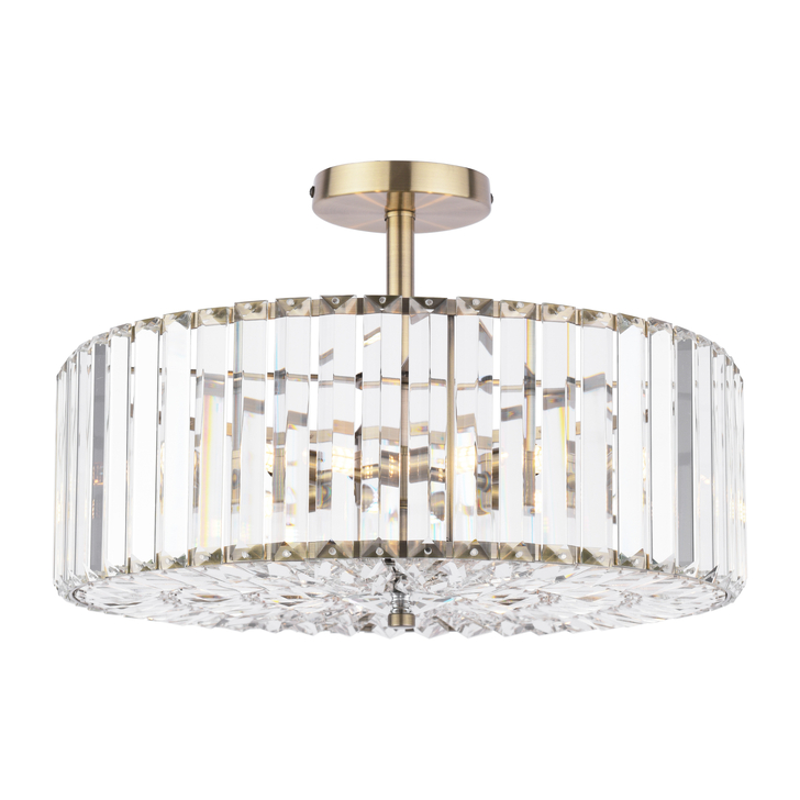 Laura Ashley Fernhurst 4 Light Semi-Flush Crystal and Antique Brass