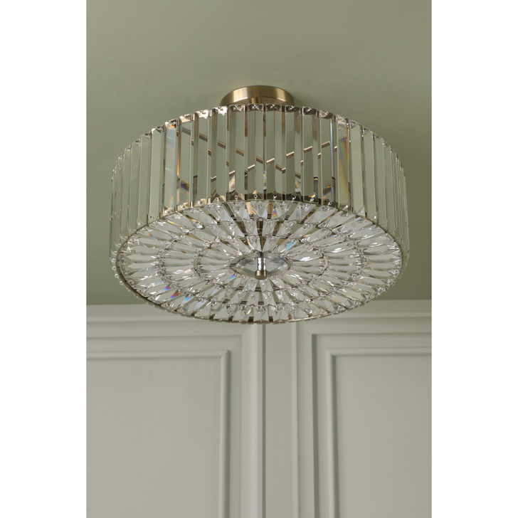 Laura Ashley Fernhurst 4 Light Semi-Flush Crystal and Antique Brass