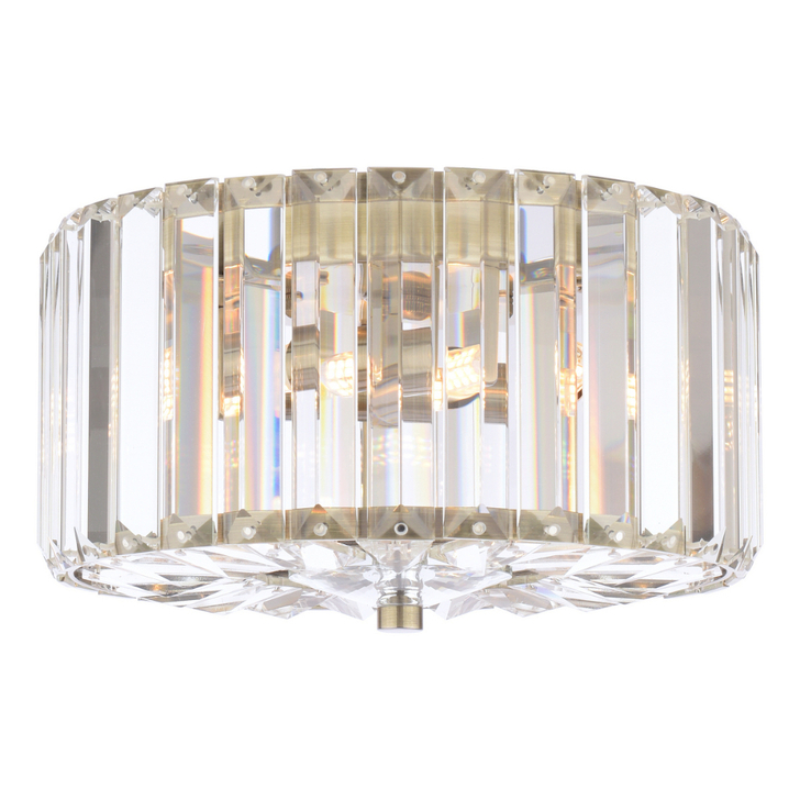 Laura Ashley Fernhurst Antique Brass 3 Light Flush Crystal Ceiling Light