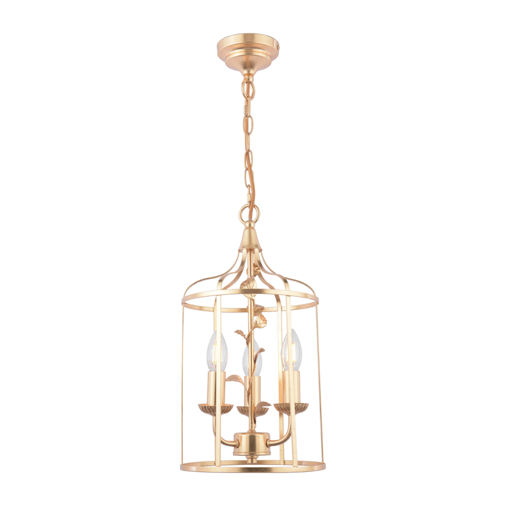 Laura Ashley Halton 3 Light Pendant Distressed Gold Leaf