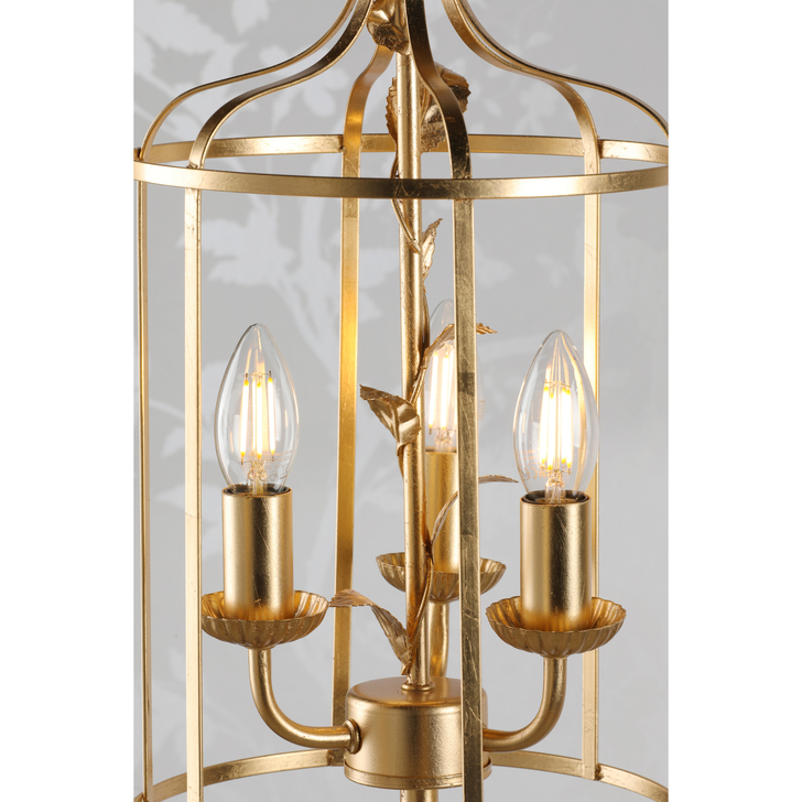 Laura Ashley Halton 3 Light Pendant Distressed Gold Leaf