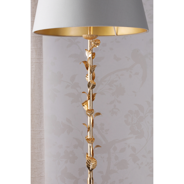 Laura Ashley Halton Floor Lamp Distressed Gold Leaf With Shade