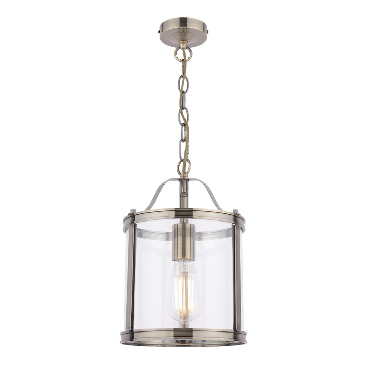 Laura Ashley Harrington Single Pendant In Antique Brass Complete With Clear Glass - LA3756217-Q