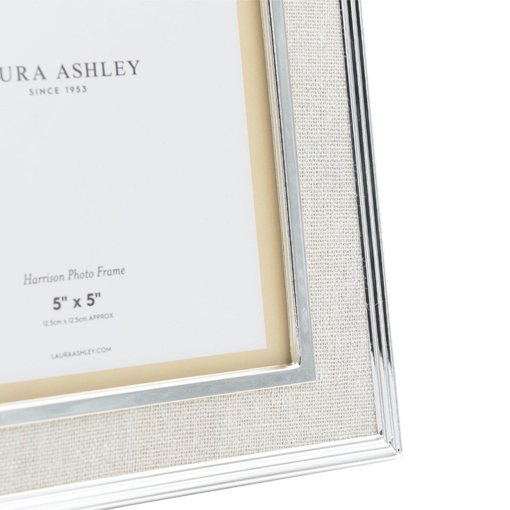 Laura Ashley Harrison Photo Frame Natural Linen With Polished Silver Detail - 5x5