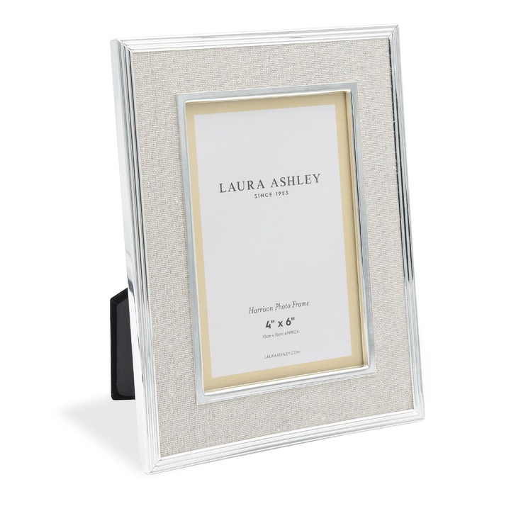 Laura Ashley Harrison Photo Frame Natural Linen With Silver Detail - 4x6