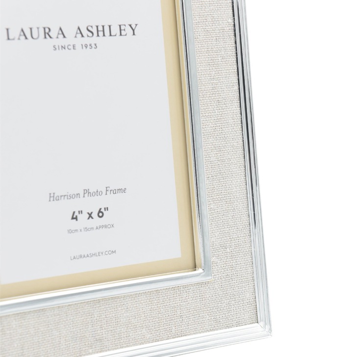 Laura Ashley Harrison Photo Frame Natural Linen With Silver Detail - 4x6