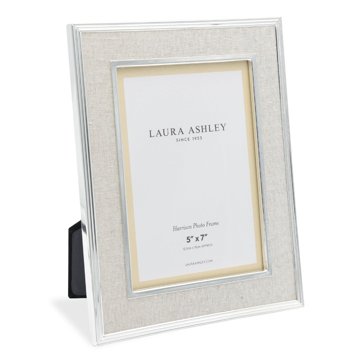 Laura Ashley Harrison Photo Frame Natural Linen With Silver Detail - 5x7