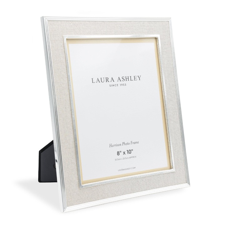 Laura Ashley Harrison Photo Frame Natural Linen With Silver Detail - 8x10