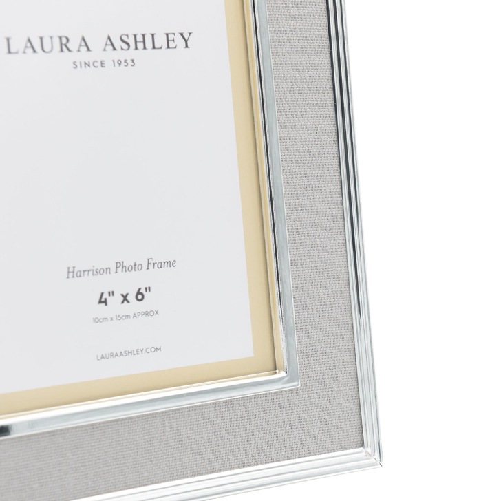 Laura Ashley Harrison Photo Frame Pale Charcoal Linen With Silver Detail - 4x6