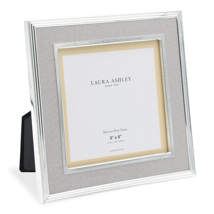 Laura Ashley Harrison Photo Frame Pale Charcoal Linen With Silver Detail - 5x5