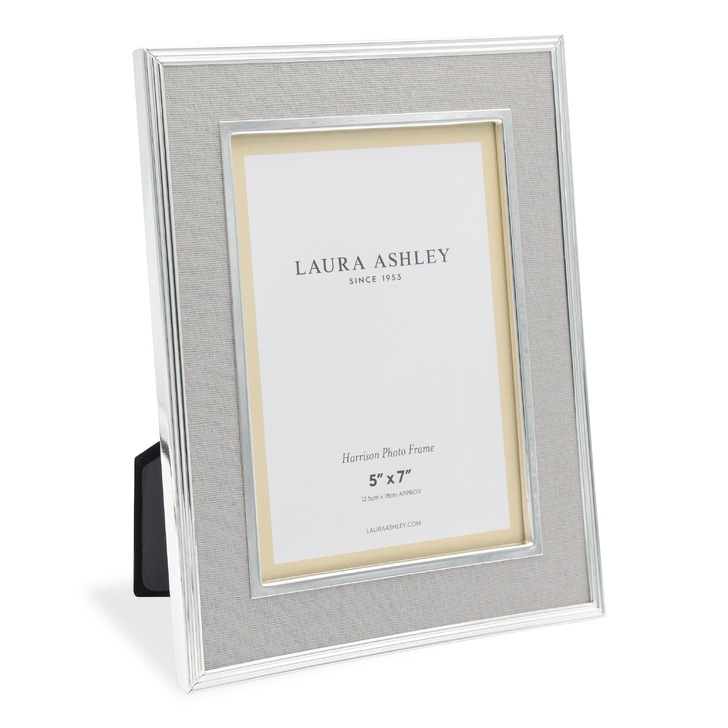 Laura Ashley Harrison Photo Frame Pale Charcoal Linen With Silver Detail - 5x7