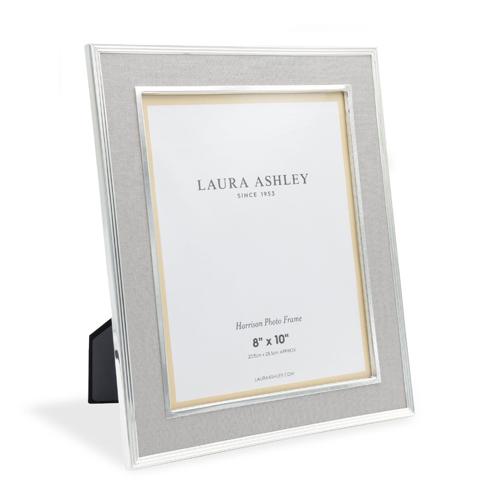 Laura Ashley Harrison Photo Frame Pale Charcoal Linen With Silver Detail - 8x10