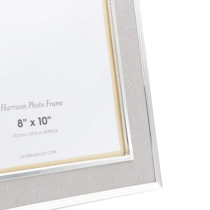 Laura Ashley Harrison Photo Frame Pale Charcoal Linen With Silver Detail - 8x10