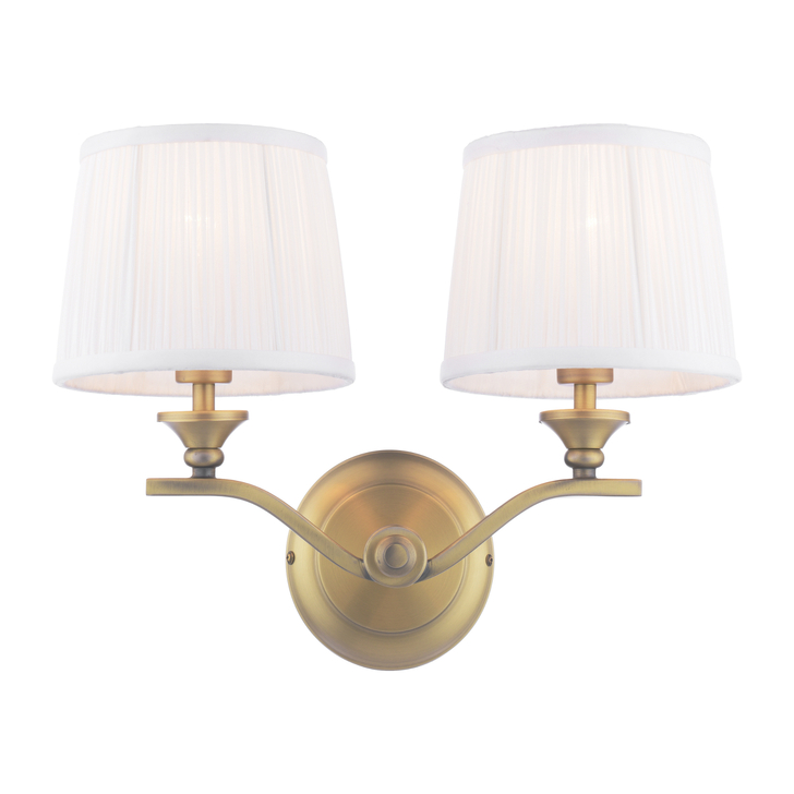 Laura Ashley Hemsley 2 Light Wall Light Matt Antique Brass With Shade