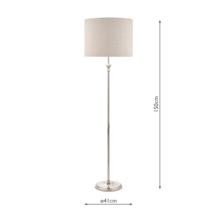 Laura Ashley Highgrove Polished Nickel Floor Lamp Complete With Natural Shade