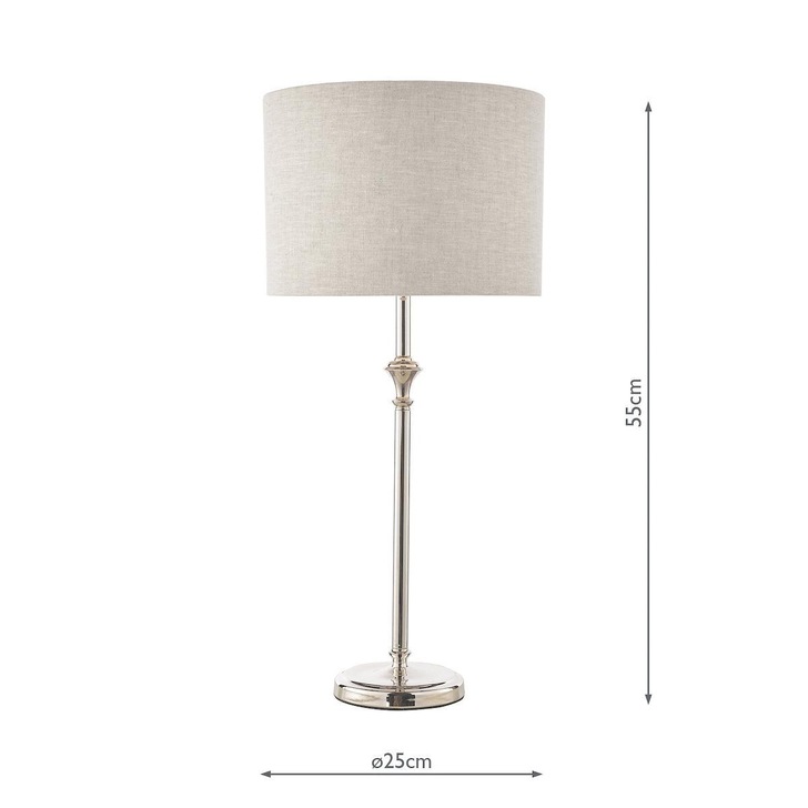 Laura Ashley Highgrove Polished Nickel Table Lamp Complete With Natural Shade