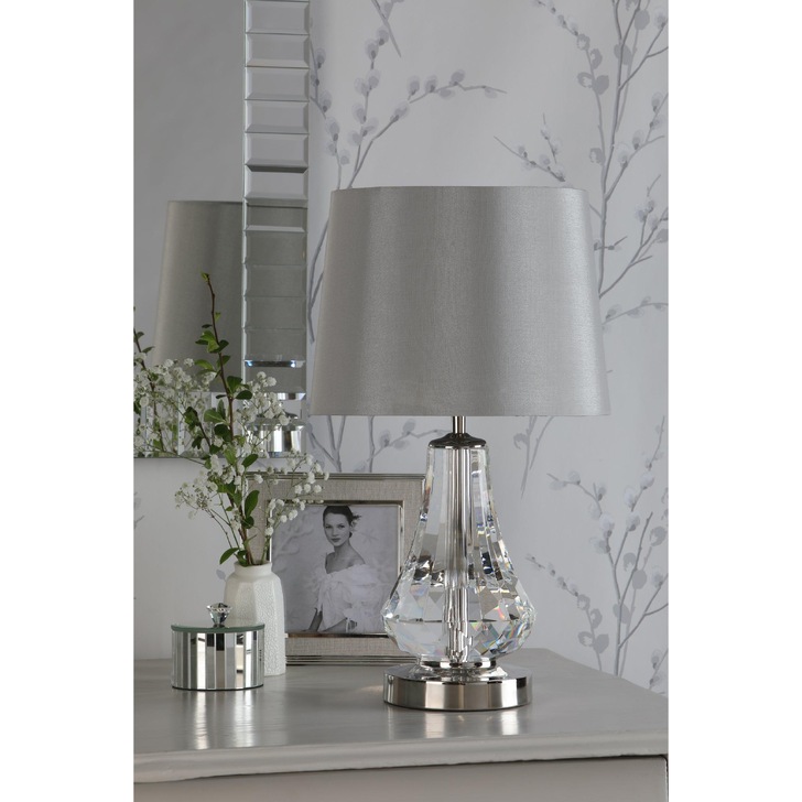 Laura Ashley Humby Touch Crystal Table Lamp In Polished Nickel Complete With Shade - LA3756244-Q