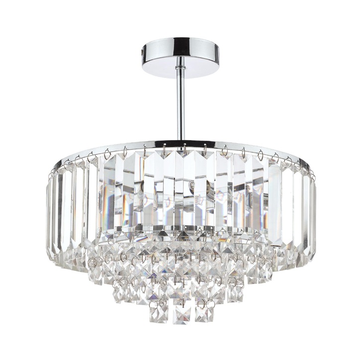 Laura Ashley LA3437217-Q Vienna Crystal And Polished Chrome 3 Light Semi-Fush Ceiling Light