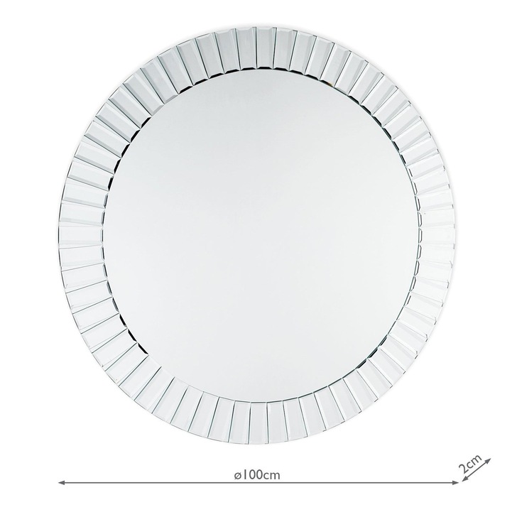 Laura Ashley LA3488381-Q Capri Large Round Mirror With Bevelled Detail Edging