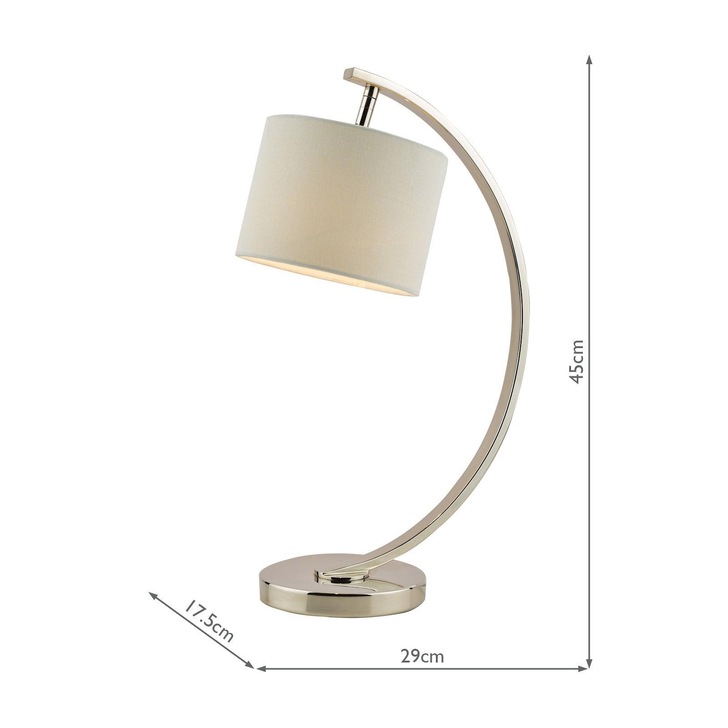 Laura Ashley LA3518816-Q Noah Polished Nickel Table Lamp Complete With White Faux Silk Shade