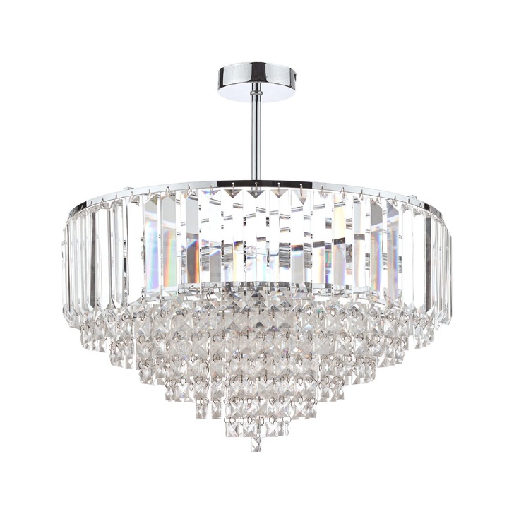 Laura Ashley LA3566049-Q Vienna Crystal And Polished Chrome 5 Light Semi-Fush Ceiling Light