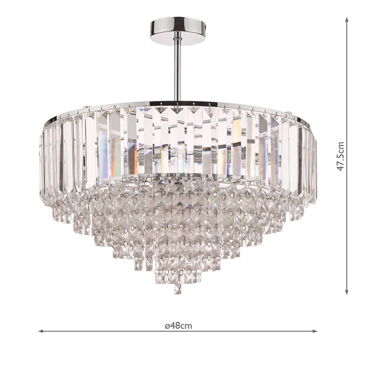 Laura Ashley LA3566049-Q Vienna Crystal And Polished Chrome 5 Light Semi-Fush Ceiling Light