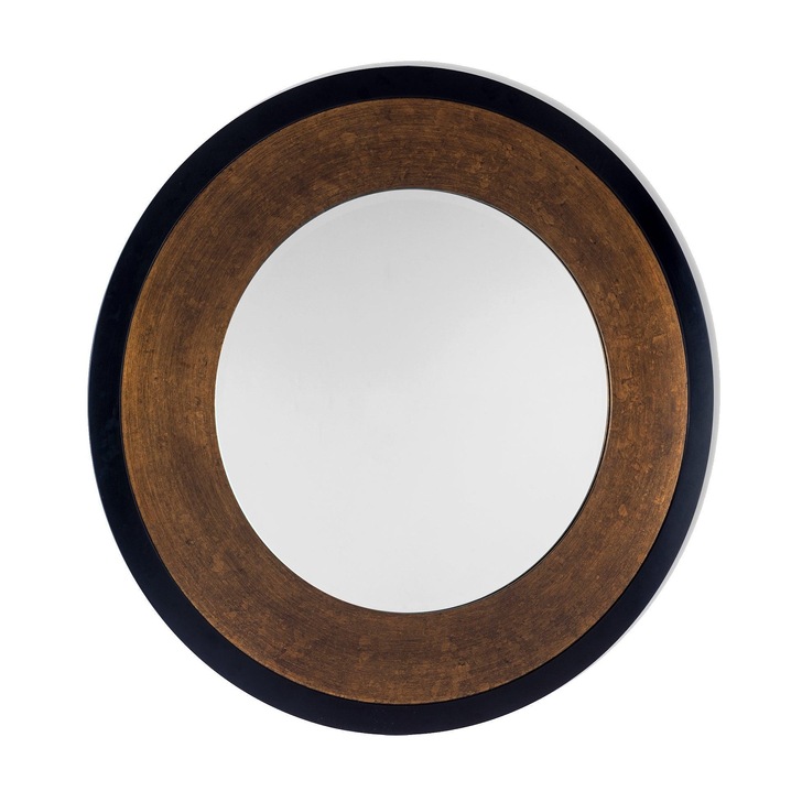 Laura Ashley LA3624477-Q Cara Mottled Bronze Round Mirror With Black Detail Edging