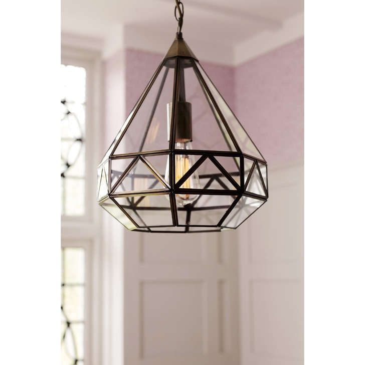 Laura Ashley LA3650506-Q Zaria Antique Brass 1 Light Glass Pendant Light