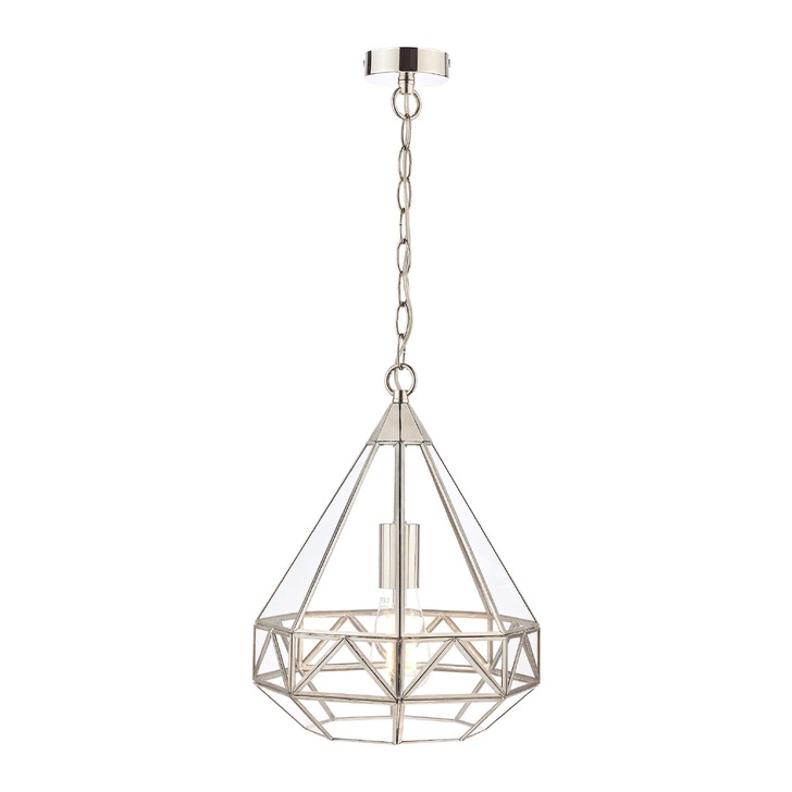 Laura Ashley LA3677582-Q Zaria Polished Nickel 1 Light Glass Pendant Light