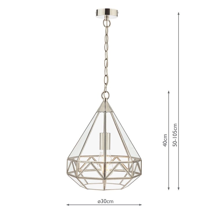 Laura Ashley LA3677582-Q Zaria Polished Nickel 1 Light Glass Pendant Light