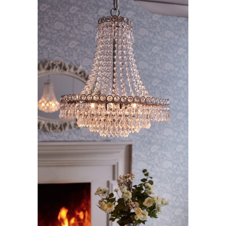 Laura Ashley LA3691119-Q Enid Polished Nickel & Cut Glass 5 Light Chandelier