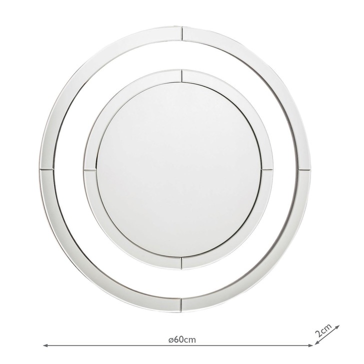 Laura Ashley LA3691921-Q Evie Round Mirror With Clear Glass Border & Mirrored Trim