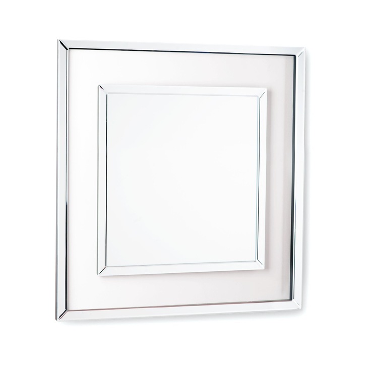 Laura Ashley LA3691931-Q Evie Square Mirror With Clear Glass Border & Mirrored Trim