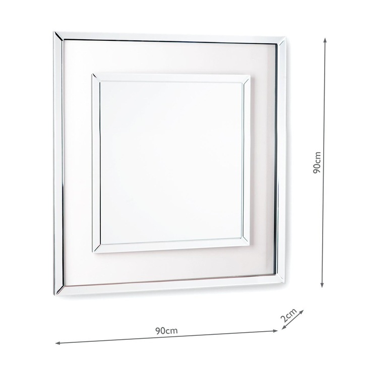 Laura Ashley LA3691931-Q Evie Square Mirror With Clear Glass Border & Mirrored Trim