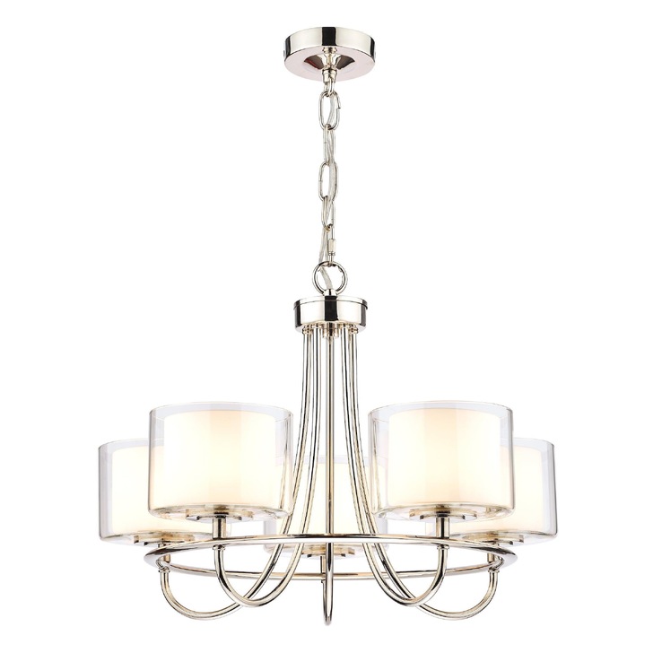 Laura Ashley LA3703637-Q Southwell Polished Nickel 5 Light Chandelier Complete With Opal Glasses