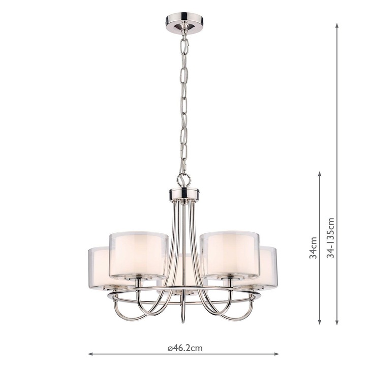 Laura Ashley LA3703637-Q Southwell Polished Nickel 5 Light Chandelier Complete With Opal Glasses