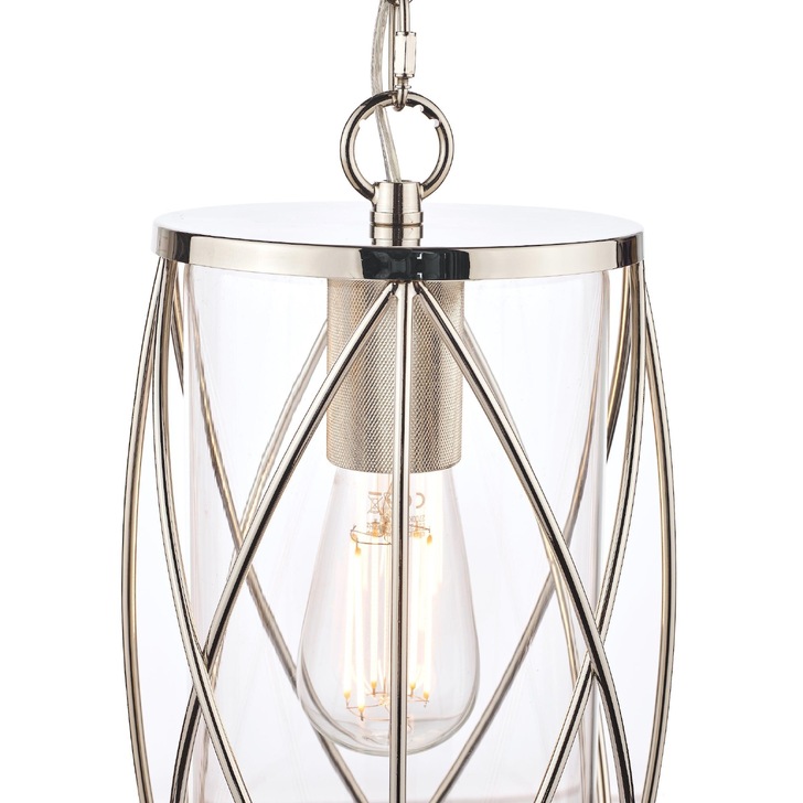 Laura Ashley LA3707566-Q Beckworth 1 Light Polished Nickel & Glass Lantern Style Pendant