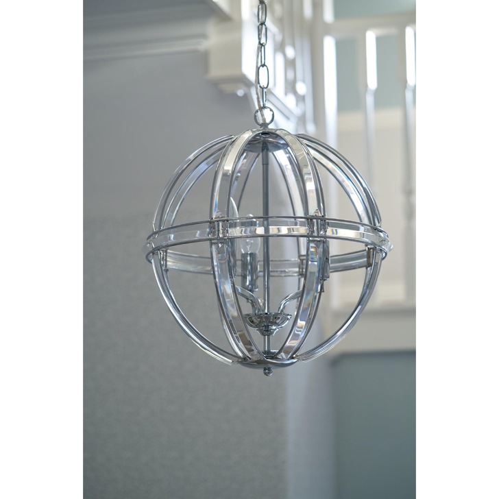 Laura Ashley LA3713710-Q Aidan 3 Light Polished Chrome & Glass Round Pendant