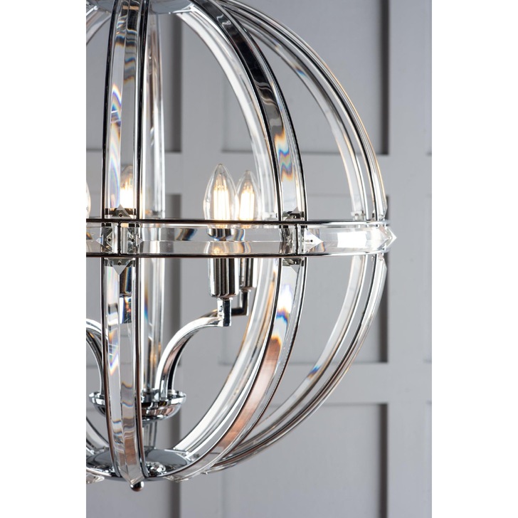 Laura Ashley LA3713710-Q Aidan 3 Light Polished Chrome & Glass Round Pendant