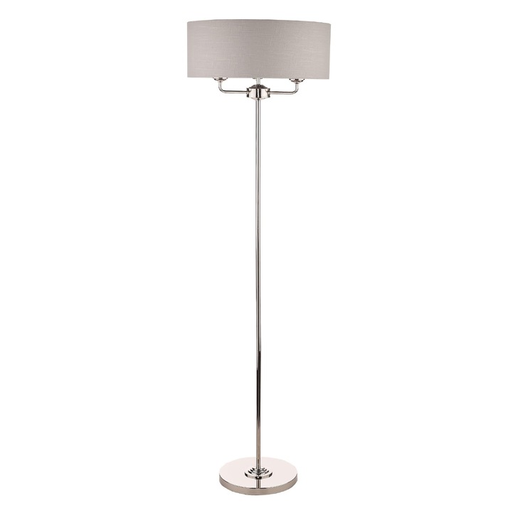 Laura Ashley LA3718280-Q Sorrento Polished Nickel 3 Light Floor Lamp Complete With Silver Linen Shade And Switch