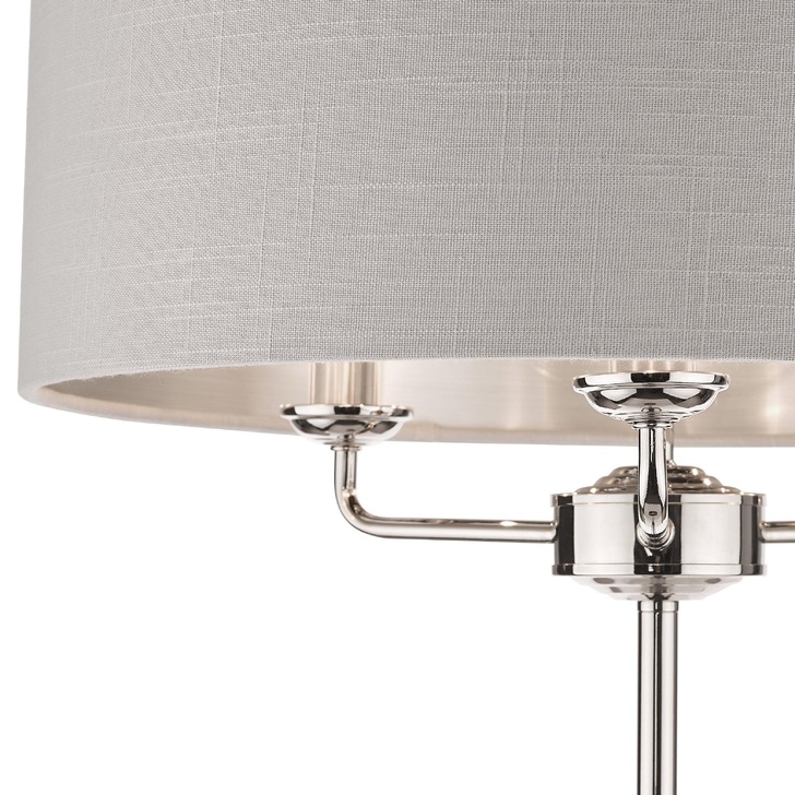 Laura Ashley LA3718280-Q Sorrento Polished Nickel 3 Light Floor Lamp Complete With Silver Linen Shade And Switch