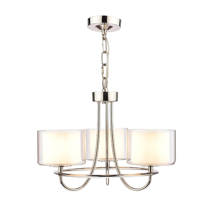 Laura Ashley LA3724943-Q Southwell Polished Nickel 3 Light Chandelier Complete With Opal Glasses